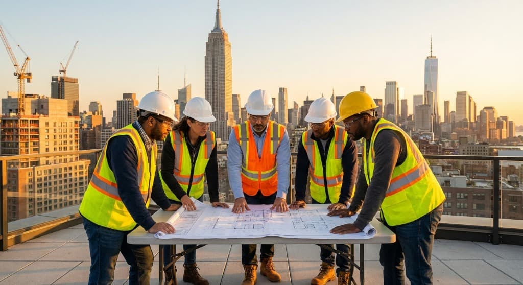 Professional construction team