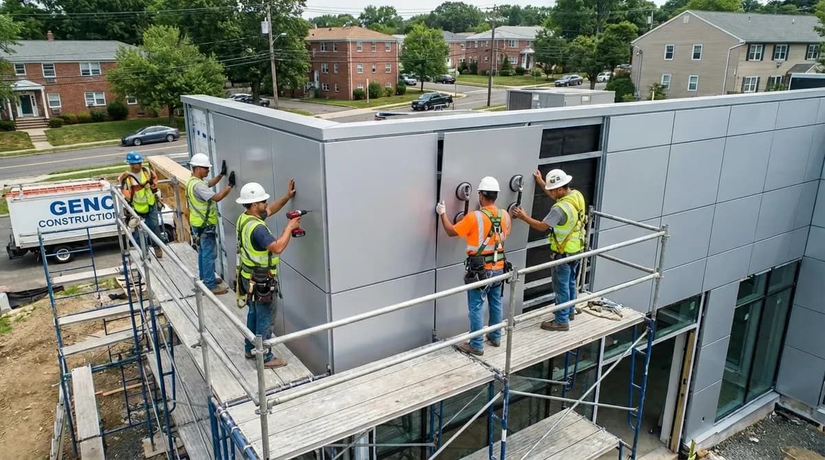 Stainless steel facade installation
