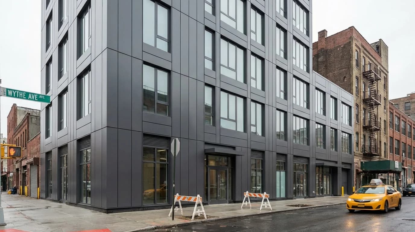 Aluminum composite panels on commercial building