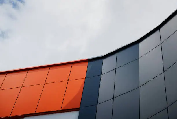 Brushed aluminum finish on ACM panels