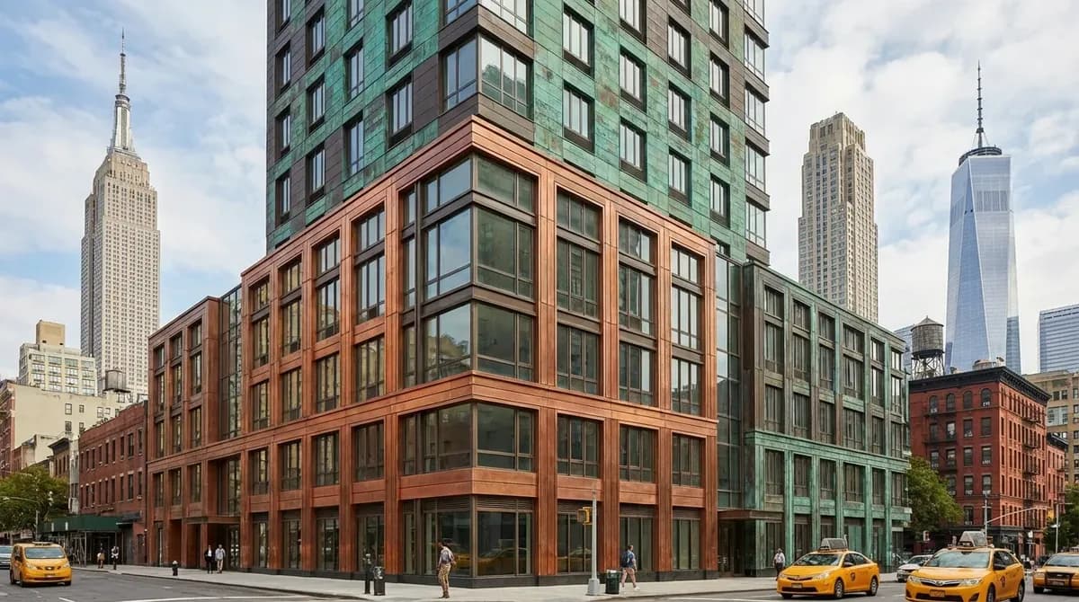 Copper facade panels in Manhattan