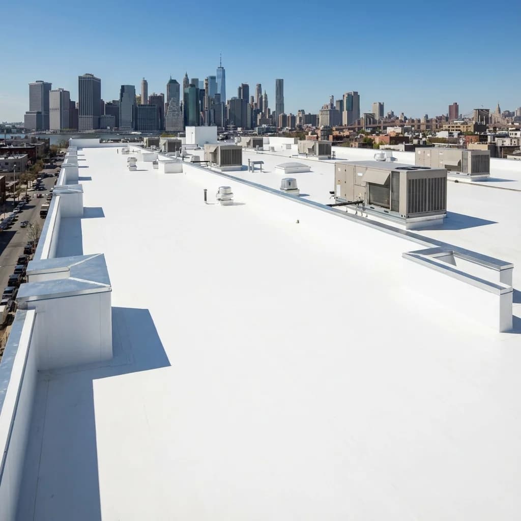 Commercial TPO flat roof installed by Genc Construction in Brooklyn NY